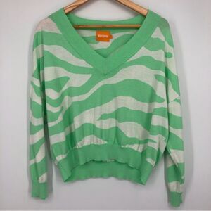 WISPR Sweater Womens‎ Medium Seagreen White Zebra V-Neck